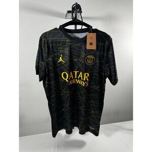 PSG Jordan Messi #30 Jersey Black Yellow 2022 Qatar Airways CD0699-100 Size L NW